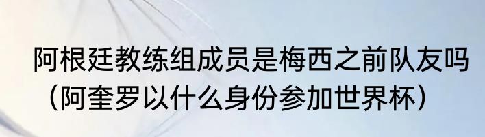 阿根廷教练组成员是梅西之前队友吗（阿奎罗以什么身份参加世界杯）
