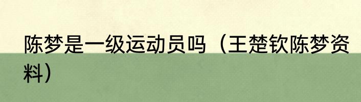 陈梦是一级运动员吗（王楚钦陈梦资料）