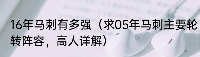 16年马刺有多强（求05年马刺主要轮转阵容，高人详解）