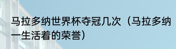 马拉多纳世界杯夺冠几次（马拉多纳一生活着的荣誉）