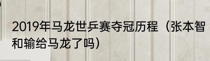 2019年马龙世乒赛夺冠历程（张本智和输给马龙了吗）
