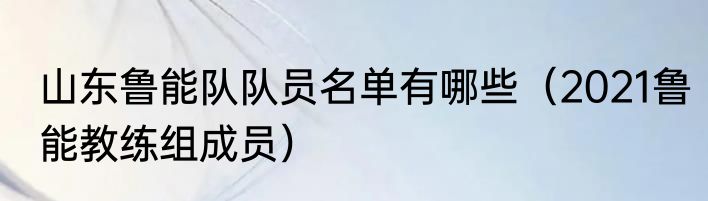 山东鲁能队队员名单有哪些（2021鲁能教练组成员）