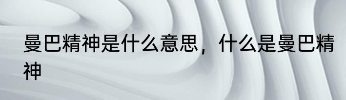 曼巴精神是什么意思，什么是曼巴精神