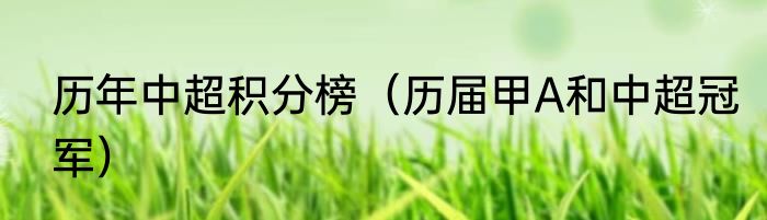 历年中超积分榜（历届甲A和中超冠军）