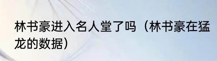 林书豪进入名人堂了吗（林书豪在猛龙的数据）