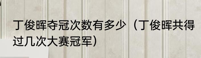 丁俊晖夺冠次数有多少（丁俊晖共得过几次大赛冠军）
