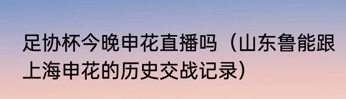 足协杯今晚申花直播吗（山东鲁能跟上海申花的历史交战记录）
