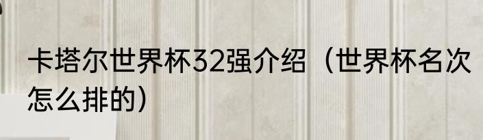 卡塔尔世界杯32强介绍（世界杯名次怎么排的）