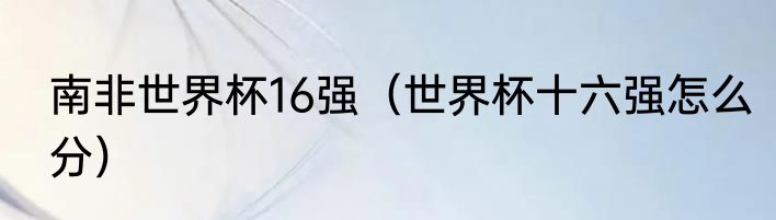南非世界杯16强（世界杯十六强怎么分）
