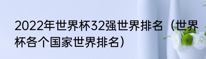 2022年世界杯32强世界排名（世界杯各个国家世界排名）