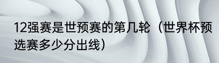 12强赛是世预赛的第几轮（世界杯预选赛多少分出线）