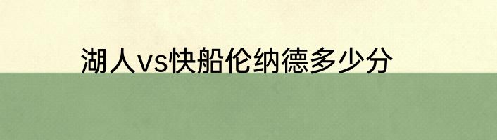 湖人vs快船伦纳德多少分