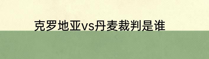 克罗地亚vs丹麦裁判是谁