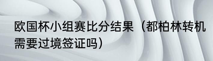 欧国杯小组赛比分结果（都柏林转机需要过境签证吗）