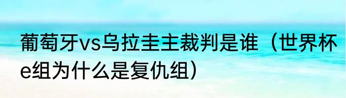 葡萄牙vs乌拉圭主裁判是谁（世界杯e组为什么是复仇组）