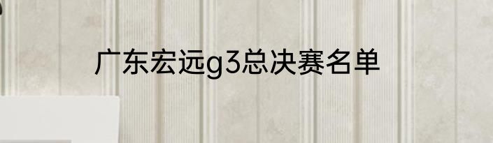 广东宏远g3总决赛名单