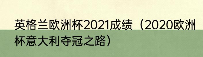 英格兰欧洲杯2021成绩（2020欧洲杯意大利夺冠之路）