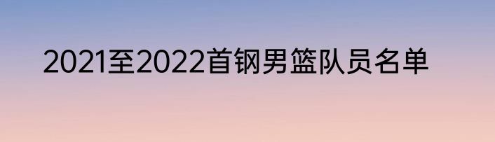 2021至2022首钢男篮队员名单