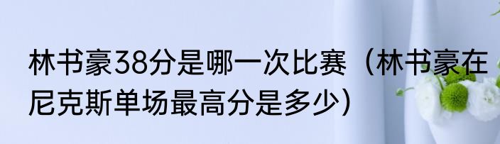 林书豪38分是哪一次比赛（林书豪在尼克斯单场最高分是多少）