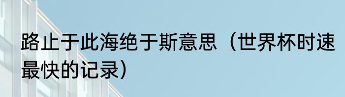 路止于此海绝于斯意思（世界杯时速最快的记录）