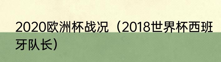 2020欧洲杯战况（2018世界杯西班牙队长）