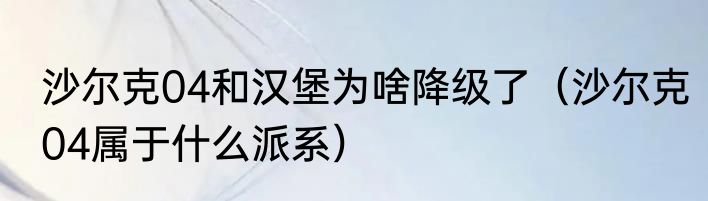 沙尔克04和汉堡为啥降级了（沙尔克04属于什么派系）
