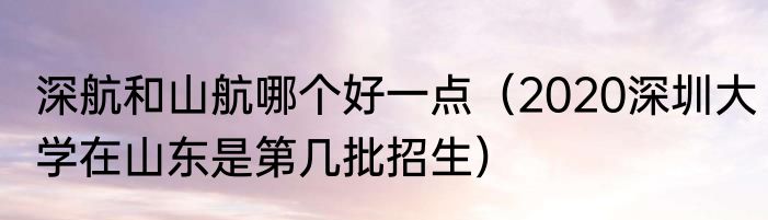 深航和山航哪个好一点（2020深圳大学在山东是第几批招生）