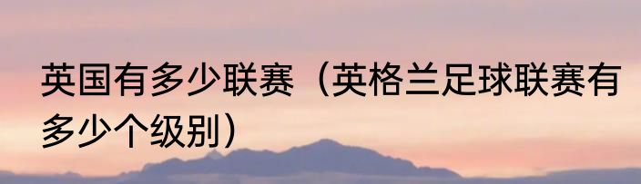 英国有多少联赛（英格兰足球联赛有多少个级别）