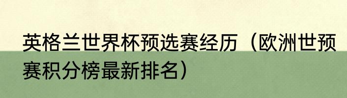英格兰世界杯预选赛经历（欧洲世预赛积分榜最新排名）