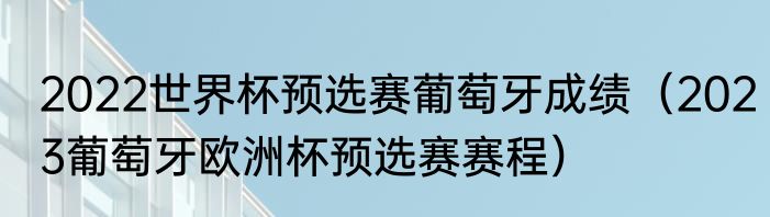 2022世界杯预选赛葡萄牙成绩（2023葡萄牙欧洲杯预选赛赛程）