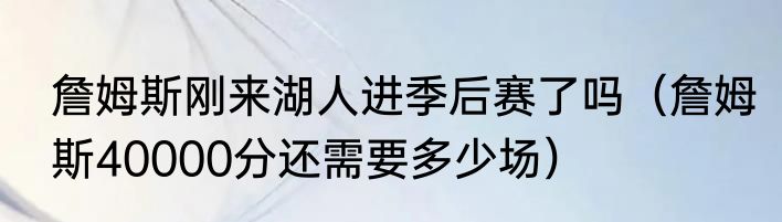 詹姆斯刚来湖人进季后赛了吗（詹姆斯40000分还需要多少场）