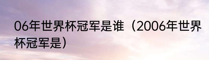 06年世界杯冠军是谁（2006年世界杯冠军是）