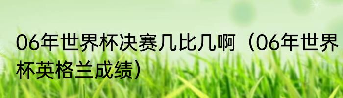 06年世界杯决赛几比几啊（06年世界杯英格兰成绩）