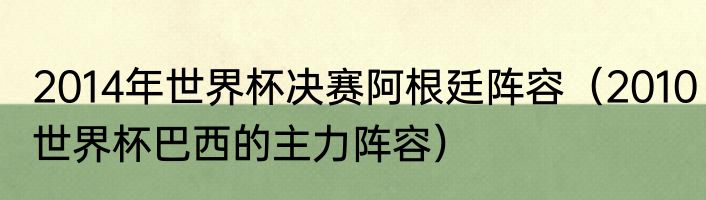2014年世界杯决赛阿根廷阵容（2010世界杯巴西的主力阵容）