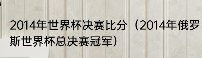 2014年世界杯决赛比分（2014年俄罗斯世界杯总决赛冠军）