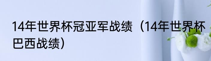 14年世界杯冠亚军战绩（14年世界杯巴西战绩）