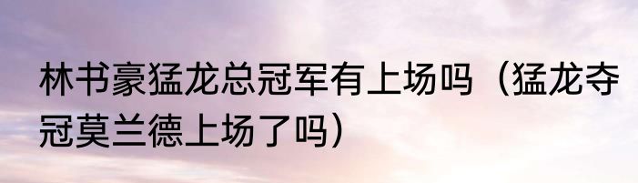 林书豪猛龙总冠军有上场吗（猛龙夺冠莫兰德上场了吗）