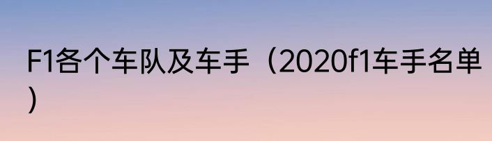 F1各个车队及车手（2020f1车手名单）