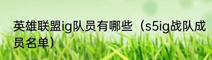 英雄联盟ig队员有哪些（s5ig战队成员名单）