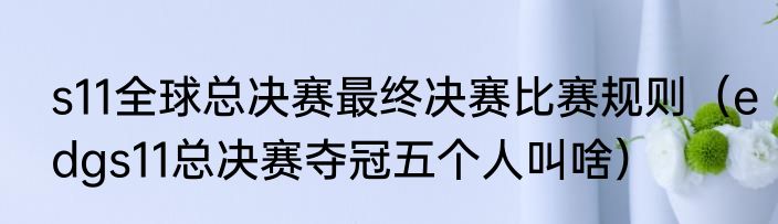s11全球总决赛最终决赛比赛规则（edgs11总决赛夺冠五个人叫啥）