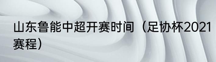山东鲁能中超开赛时间（足协杯2021赛程）