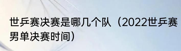 世乒赛决赛是哪几个队（2022世乒赛男单决赛时间）