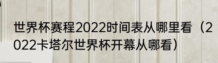 世界杯赛程2022时间表从哪里看（2022卡塔尔世界杯开幕从哪看）