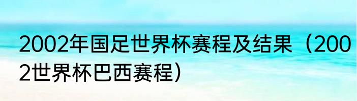 2002年国足世界杯赛程及结果（2002世界杯巴西赛程）