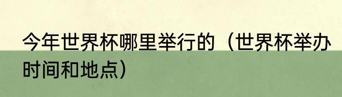 今年世界杯哪里举行的（世界杯举办时间和地点）