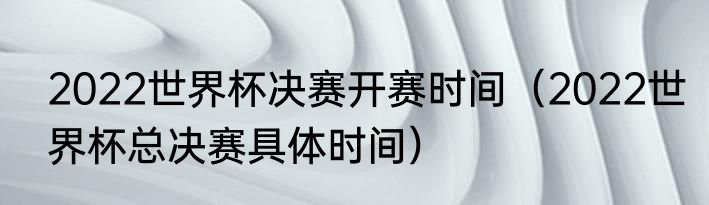 2022世界杯决赛开赛时间（2022世界杯总决赛具体时间）