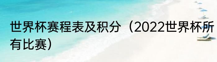 世界杯赛程表及积分（2022世界杯所有比赛）