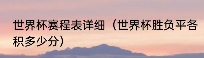 世界杯赛程表详细（世界杯胜负平各积多少分）