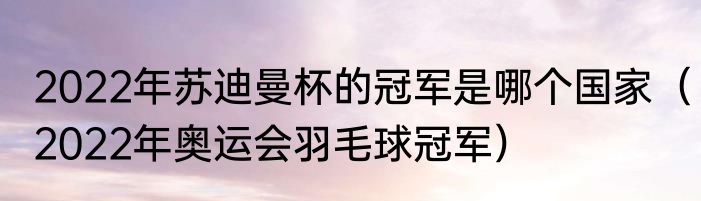 2022年苏迪曼杯的冠军是哪个国家（2022年奥运会羽毛球冠军）