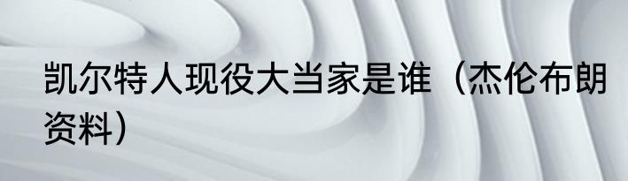 凯尔特人现役大当家是谁（杰伦布朗资料）